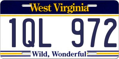 WV license plate 1QL972