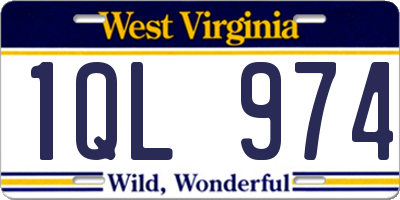 WV license plate 1QL974
