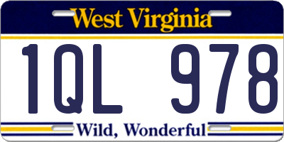 WV license plate 1QL978
