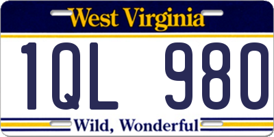 WV license plate 1QL980