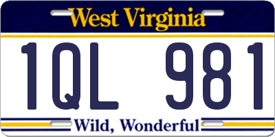 WV license plate 1QL981