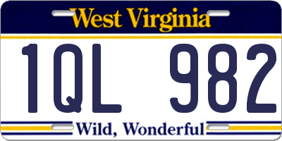 WV license plate 1QL982