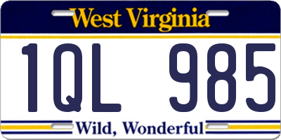 WV license plate 1QL985
