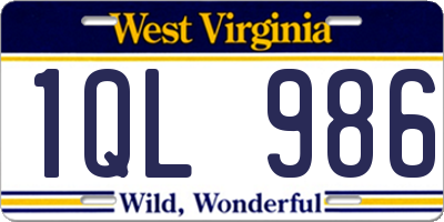 WV license plate 1QL986