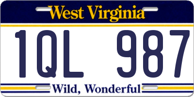 WV license plate 1QL987