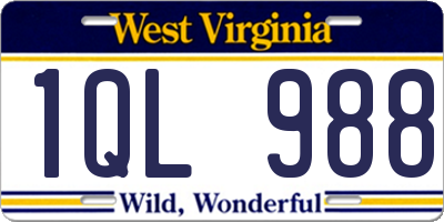 WV license plate 1QL988