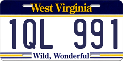 WV license plate 1QL991
