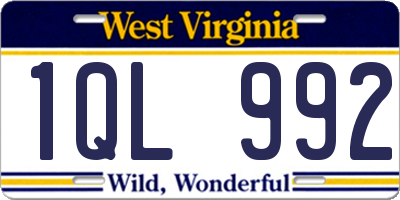 WV license plate 1QL992