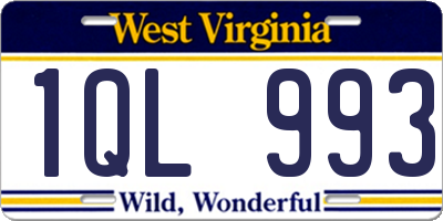 WV license plate 1QL993