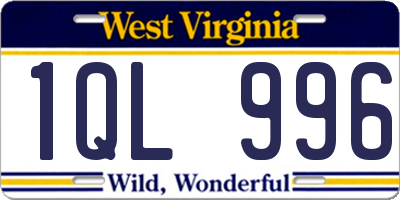 WV license plate 1QL996
