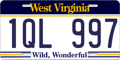 WV license plate 1QL997