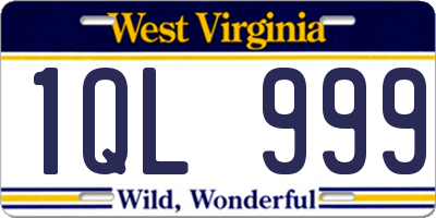 WV license plate 1QL999