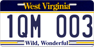 WV license plate 1QM003