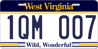 WV license plate 1QM007