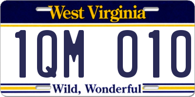 WV license plate 1QM010