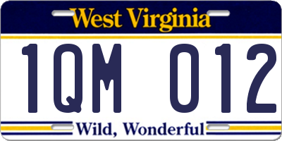 WV license plate 1QM012