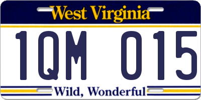 WV license plate 1QM015