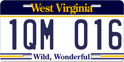 WV license plate 1QM016