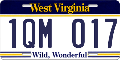 WV license plate 1QM017