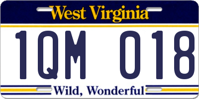 WV license plate 1QM018