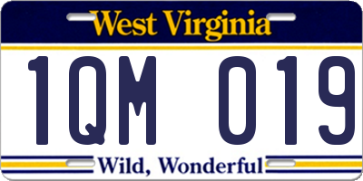 WV license plate 1QM019