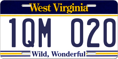 WV license plate 1QM020