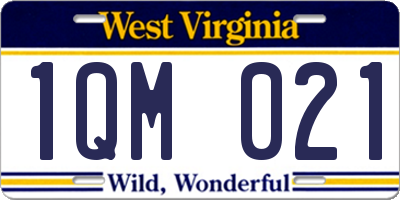 WV license plate 1QM021