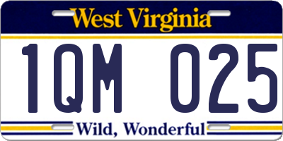 WV license plate 1QM025