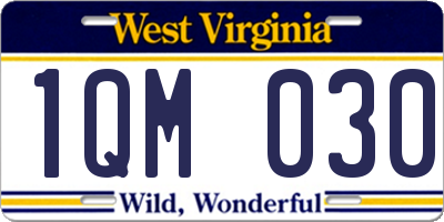 WV license plate 1QM030