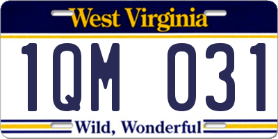 WV license plate 1QM031
