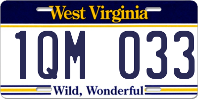 WV license plate 1QM033