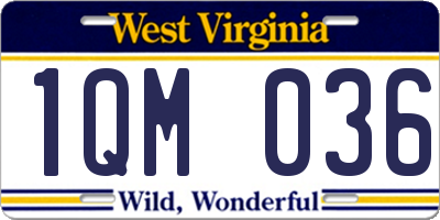 WV license plate 1QM036