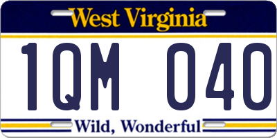 WV license plate 1QM040