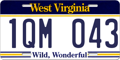 WV license plate 1QM043