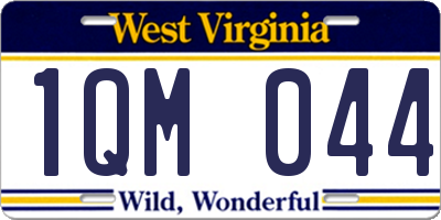WV license plate 1QM044