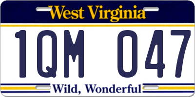 WV license plate 1QM047