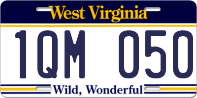 WV license plate 1QM050