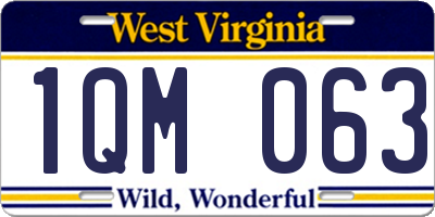 WV license plate 1QM063
