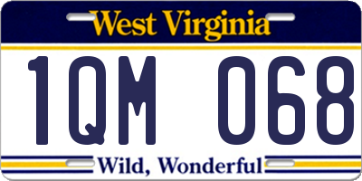 WV license plate 1QM068