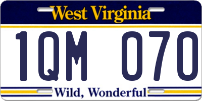 WV license plate 1QM070