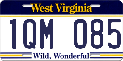 WV license plate 1QM085