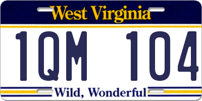 WV license plate 1QM104