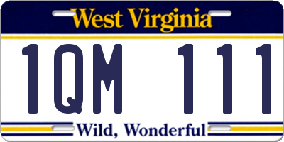 WV license plate 1QM111