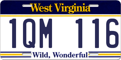 WV license plate 1QM116