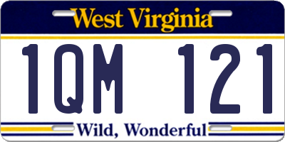 WV license plate 1QM121