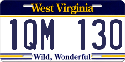 WV license plate 1QM130