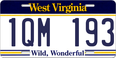 WV license plate 1QM193