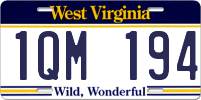 WV license plate 1QM194