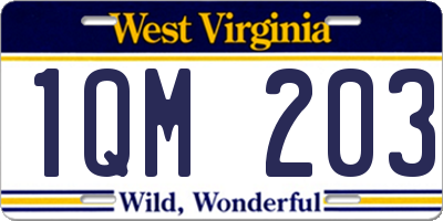 WV license plate 1QM203