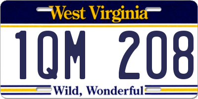 WV license plate 1QM208